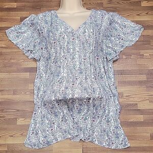 Rose + Olive Floral Top Plus Size 1X